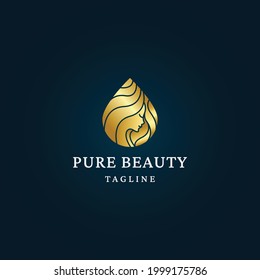 Beauty women gold gradient logo icon design template vector illustration