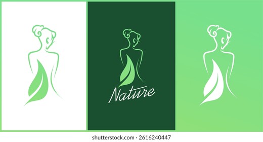 beauty women leaf logo design