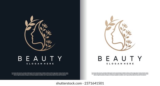 beauty women logo with creative unique concept premium vector