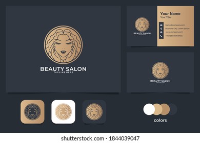 beauty women logo design and business card. good use for salon, spa and fashion logo