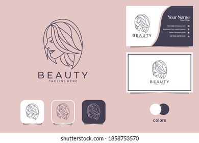 beauty women logo design and business card, good use for salon and fashion