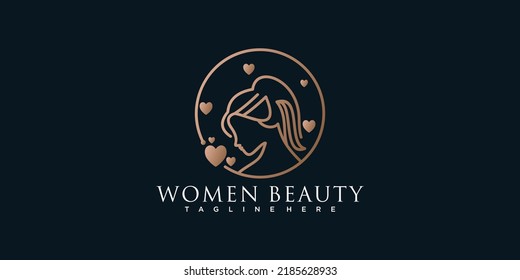 Beauty women logo design inspiration for salon with creative element premium vector