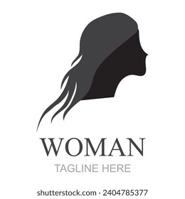 Beauty Women Logo design. Vector Illustration of Woman With Long Hair, Beautiful Aesthetic. Modern Icon Design Vector Template with Line Style