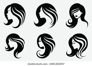 Beauty Women Long Hair Style logo Icon