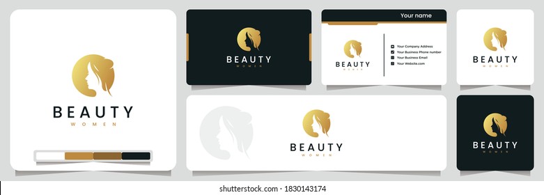 beauty women, makeup , with gold color , logo design inspiration