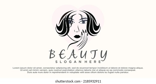 beauty women salon logo and eyelash extention nail polish concept