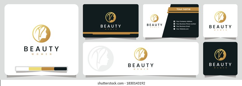 beauty women , spa and salon, with gold color , logo design inspiration
