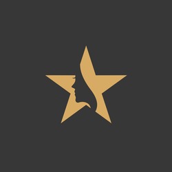 Beauty Women With Star Gold Logo Design Inspiration