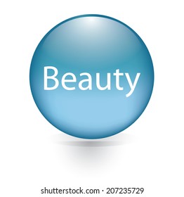 Beauty word blue button 