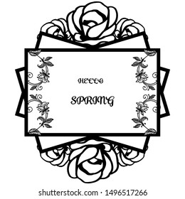 Beauty of wreath frame, for handwritten greeting card hello spring. Vector