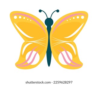 beauty yellow butterfly insect icon