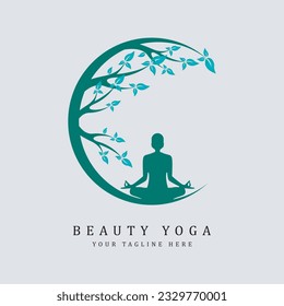 Beauty yoga logo design vector.