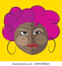 Beauty young female face. Abstract portrait, geometric shapes. Geometric face minimalism. Man or woman silhouette cubism style