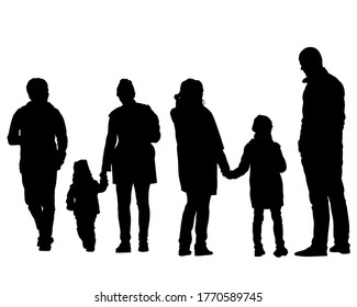 Beauty young girl in dress walking down street. Isolated silhouette on white background