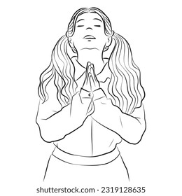 beauty young girl posing praying