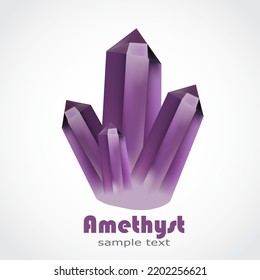 Beautyful Amethyst Crystal Purple Gem Stone 3d Shape Design