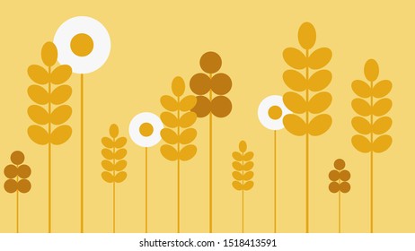 Beautyful autumn 4K background for presentation or decoration. Autumn or harvest themed background with dandelions, what and crops. Calm and natural presentation.