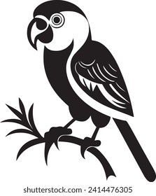 A Beautyful black silhouette parrot siting on a tree.