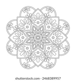 Beautyful Kids Mandala Coloring Book Page for kdp Book Interior. Peaceful Petals, Ability to Relax, Brain Experiences, Harmonious Haven, Peaceful Portraits, Blossoming Beauty mandala design.