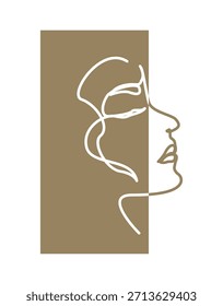Rosto de senhora bonito em contínuo um desenho de linha. Ilustração em uma única linha de um rosto de mulher. Elegante, estética, arte feminina para o conceito de beleza.