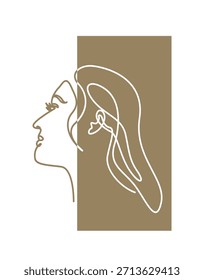 Rosto de senhora bonito em contínuo um desenho de linha. Ilustração em uma única linha de um rosto de mulher. Elegante, estética, arte feminina para o conceito de beleza.
