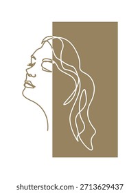 Rosto de senhora bonito em contínuo um desenho de linha. Ilustração em uma única linha de um rosto de mulher. Elegante, estética, arte feminina para o conceito de beleza.
