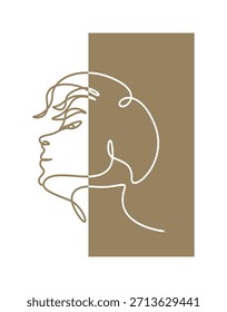 Beautyful lady face in continuous one line drawing. Single line art illustration of woman face. Elegant, Aesthetic, feminine art for beauty concept.