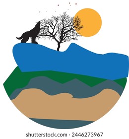 beautyful landscape art work.vector design template.