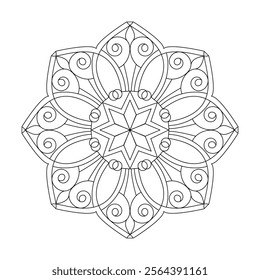 Beautyful ornamental mandala coloring book page for Kids. Easy Mandala Coloring Book Pages for Adults to Relax, Experiences Give Relief. Resizeable Vector File