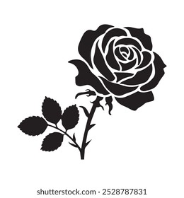 A beautyful rose silhoutte vactor art design with white backraund