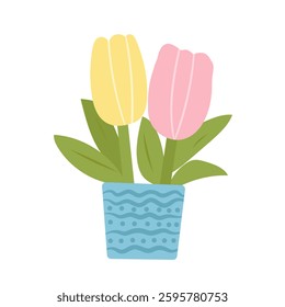 Beautyful Tulip Flower Driving Art Cardboard Vector Symbol Design Image