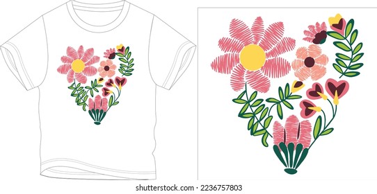 beautyfull flowers t shirt graphic design vector illustration digital file