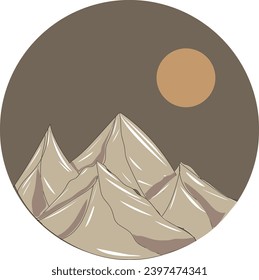  arte de icono de hermosas colinas y vectores de sol