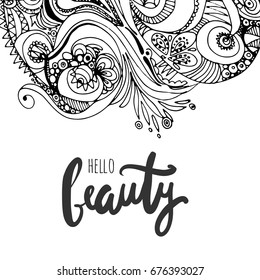 Beauty.Modern calligraphic style. Hand lettering and custom typography for your designs: t-shirts, bags, for posters, invitations, cards, etc.