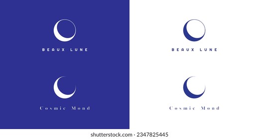 Beaux lune logo design vector with two different symbols on a blue background