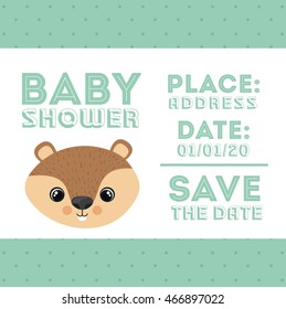 beaver animal baby shower card icon vector illustration graphic
