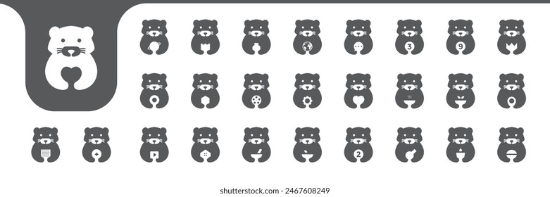 beaver animal cute icon vector designs 