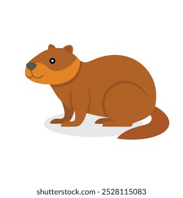 
Beaver animal isolated flat vector illustration on white background.