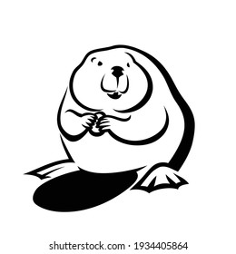 Beaver animal - isolated outlined vector illustration