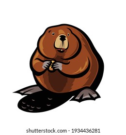 Beaver animal - isolated outlined vector illustration