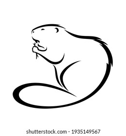 Beaver animal - isolated outlined vector illustration
