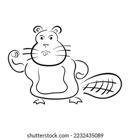 Beaver animal - isolated outlined vector illustration