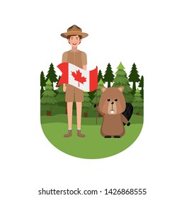 Beaver animal and ranger of canada design