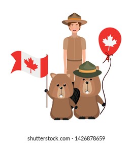Beaver animal and ranger of canada design