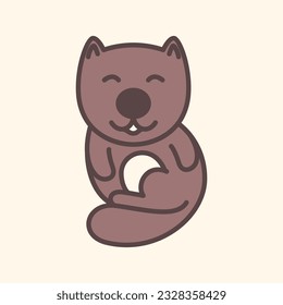 beaver animal water cute mascot cartoon smile happy colorful logo icon vector illustration