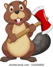 Beaver with axe