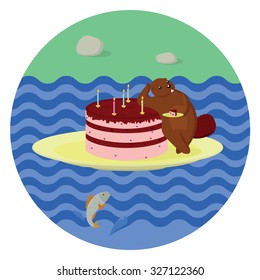 Beaver birthday on the river