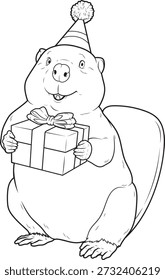 Biber Geburtstag Paket Tier Vektor Grafik Illustration
