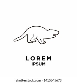 beaver black outline logo icon design vector illustration