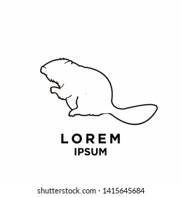 beaver black outline logo icon design vector illustration